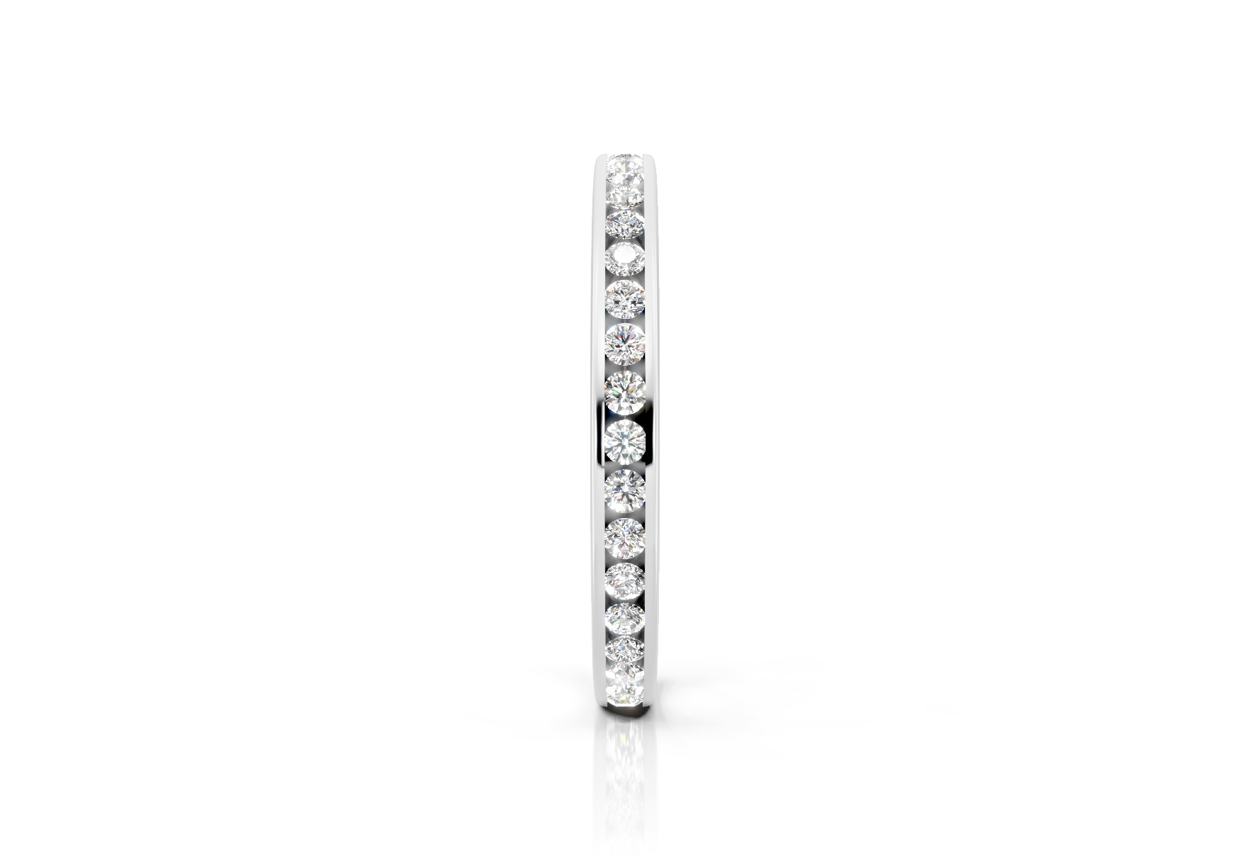 2.4mm full channel set diamond wedding band 0.50ct round diamonds in gold platinum and palladium