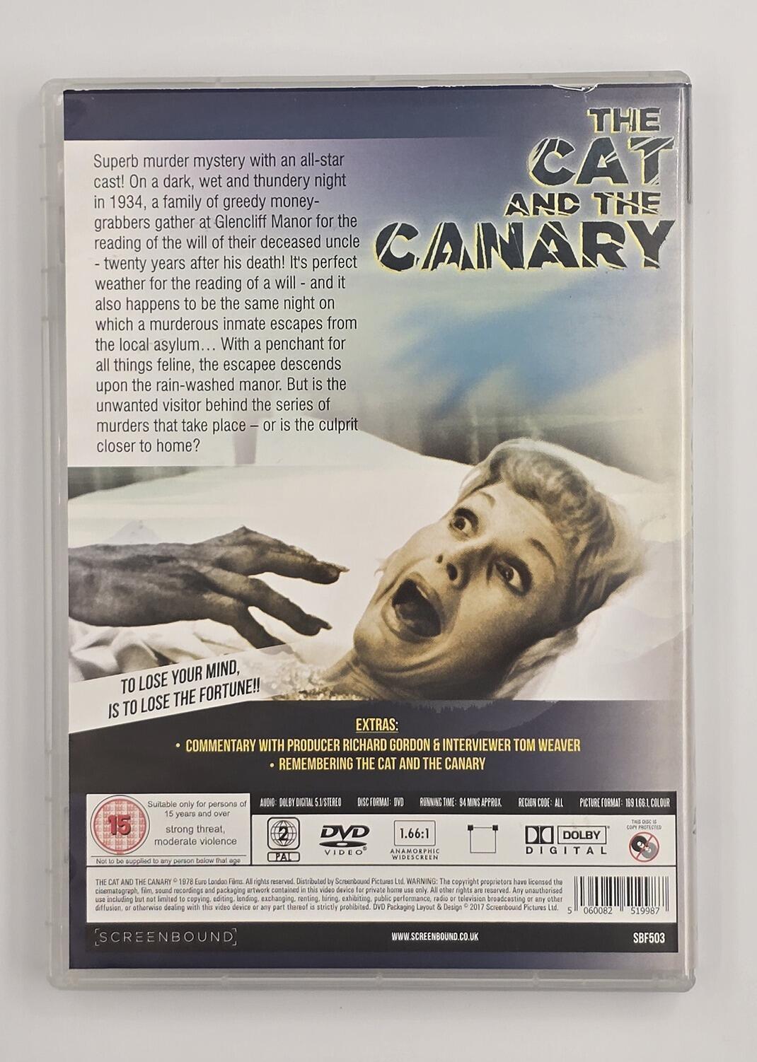 The Cat and the Canary (1978) - DVD - Region 2 - [Pre-owned] - Screenbound - Radley Metzger - Honor Blackman -  Michael Callan - Edward Fox - Case Rear