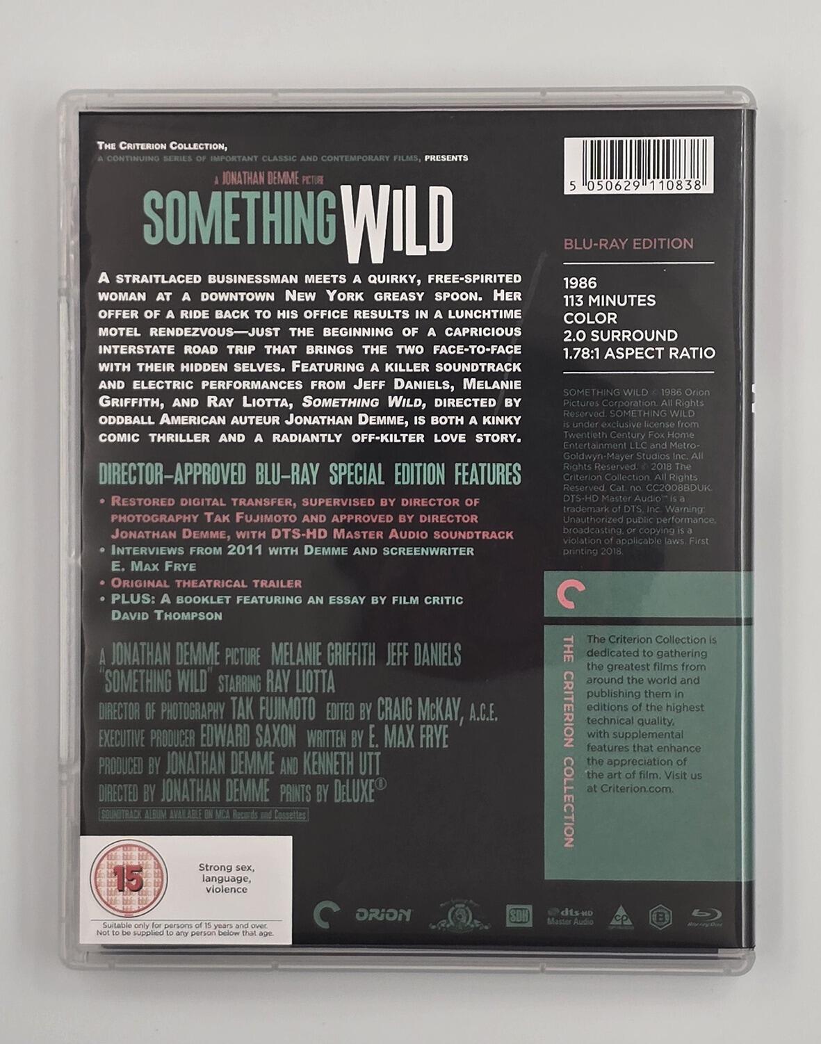 Something Wild - Blu-Ray - Region B - [Pre-owned] - Criterion - Jonathan Demme - Jeff Daniels - Melanie Griffith - Case Rear