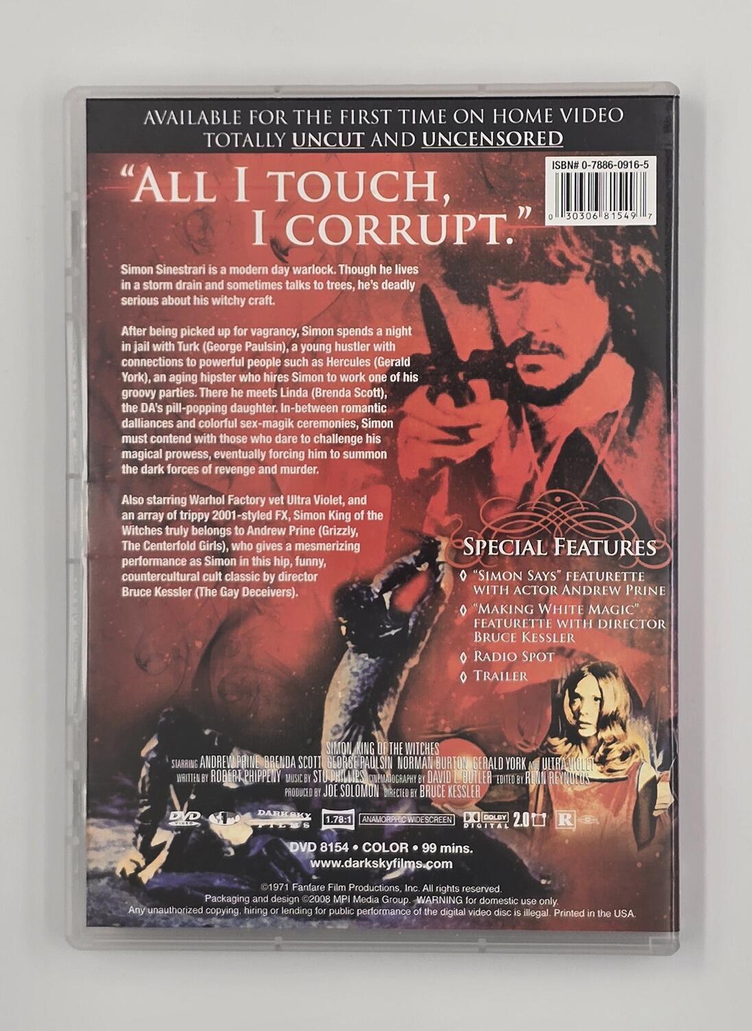 Simon: King of the Witches - DVD - Region 1 - [Pre-owned] - Dark Sky Films - Bruce Kessler - Case Rear