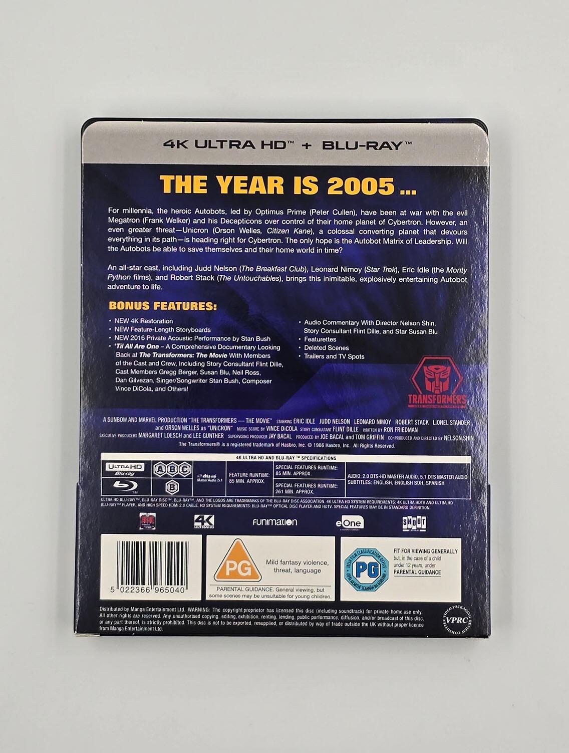 Transformers: The Movie - Steelbook - 4K UHD (Region Free) + Blu-Ray (Region B) - [Pre-owned] -  - Item Image 2