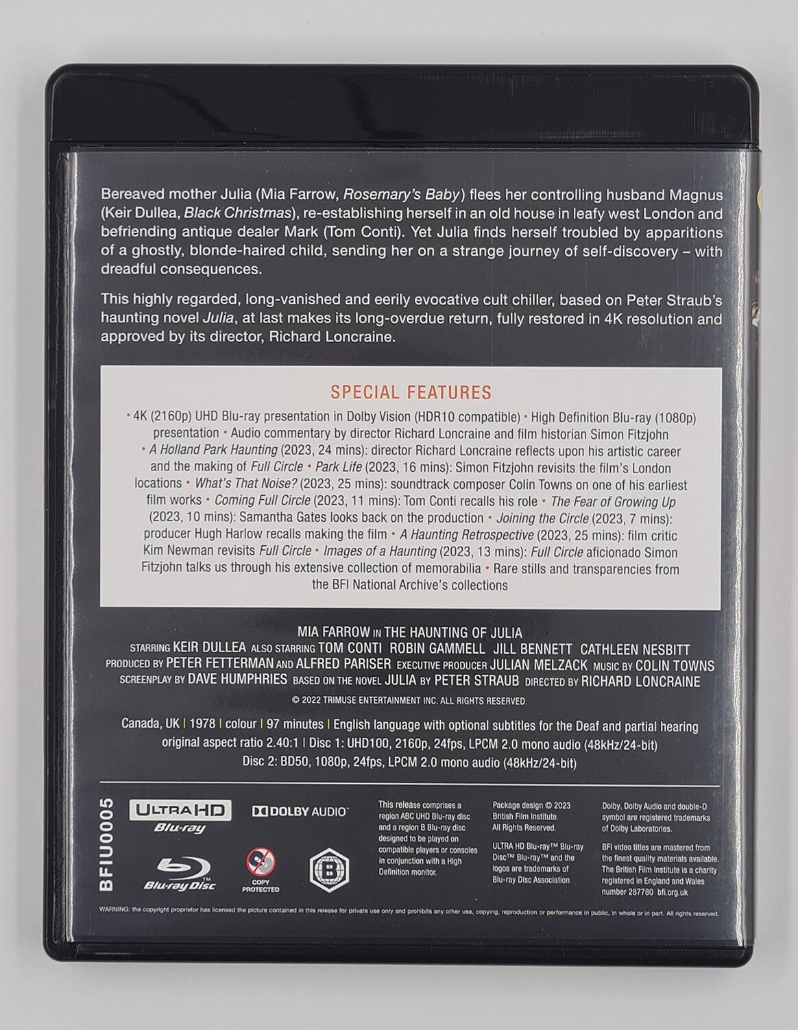 Full Circle: The Haunting of Julia - Slipcover - 4K UHD (Region Free) + Blu-Ray (Region B) - [Pre-owned] - British Film Institute - Item Image 4