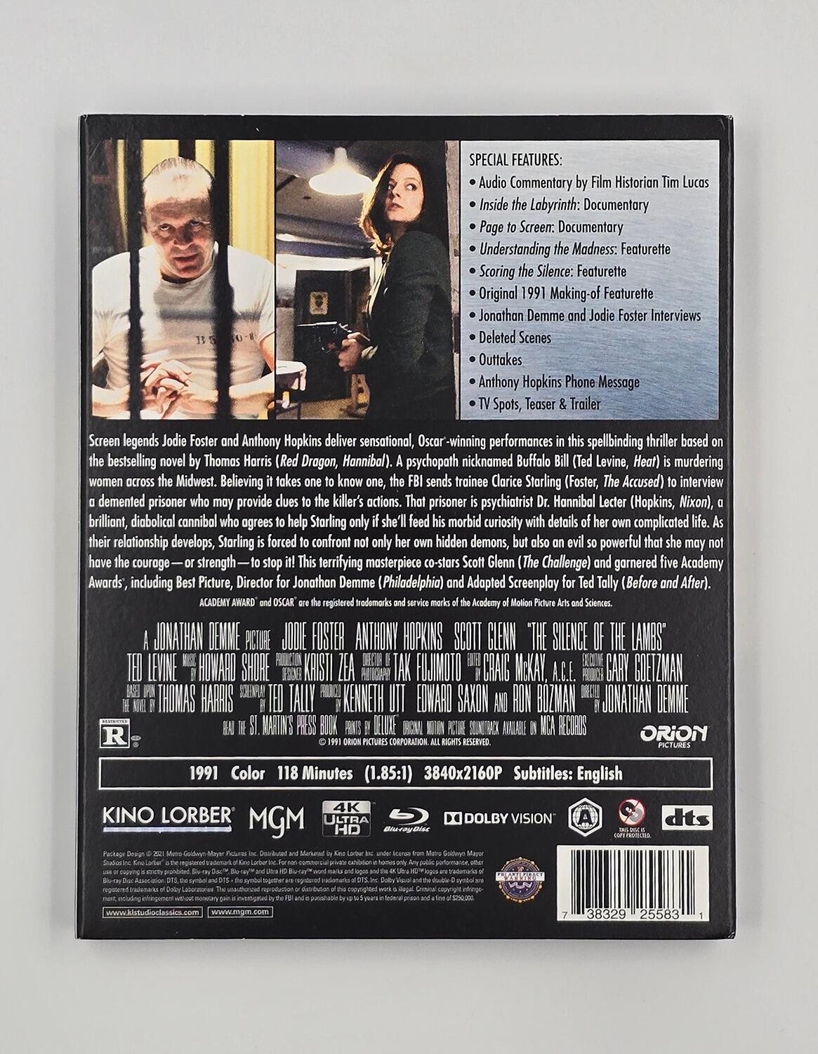 The Silence of the Lambs - Slipcover - 4K UHD (Region Free) + Blu-Ray (Region A) - [Pre-owned] - Kino Lorber - Item Image 2