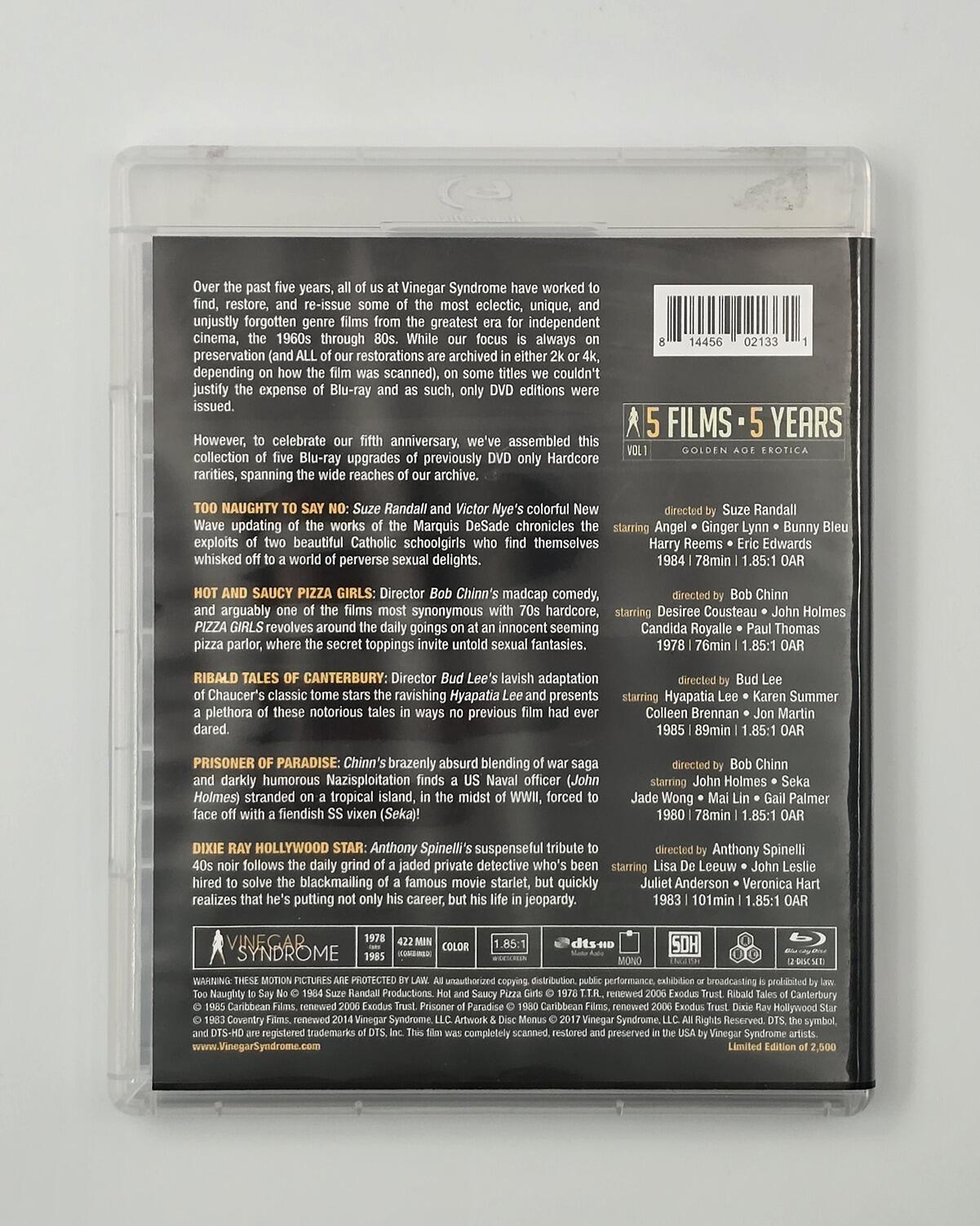 5 Films for 5 Years Vol 1: Golden Age Erotica Limited Edition - Blu-Ray - Region  Free - [Pre-owned] - Vinegar Syndrome - Item Image 2