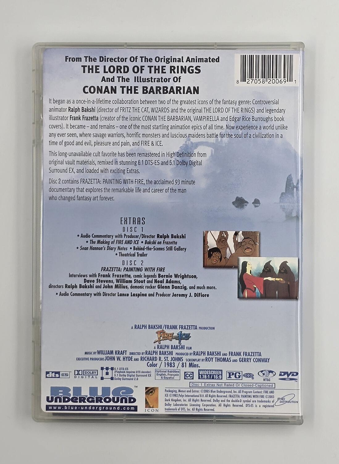 Fire and Ice - Lenticular Slipcover - DVD - Region Free - [Pre-owned] - Blue Underground - Ralph Bakshi - Case Rear