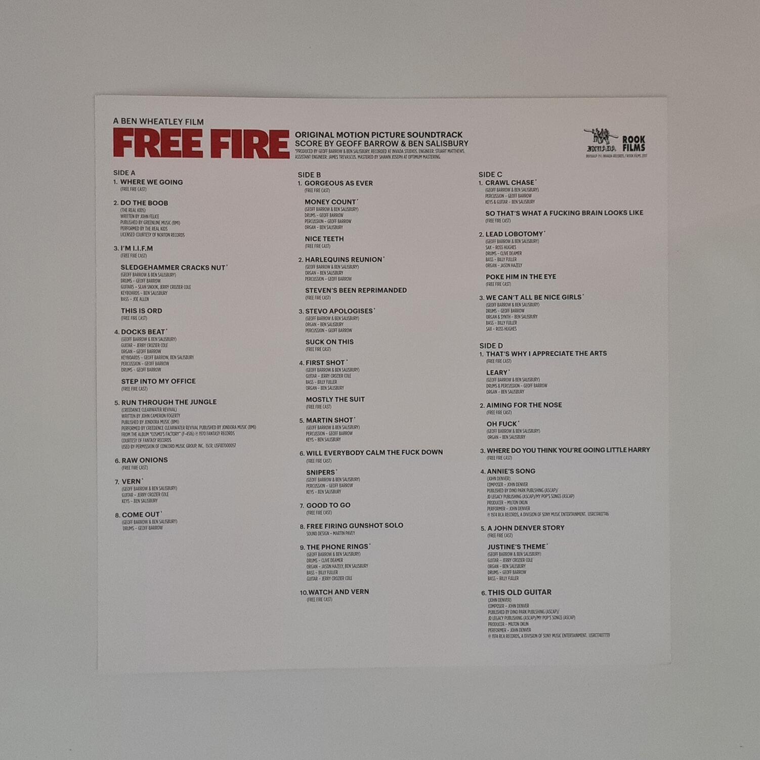 Free Fire (Original Motion Picture Soundtrack) 2x Silver Vinyl