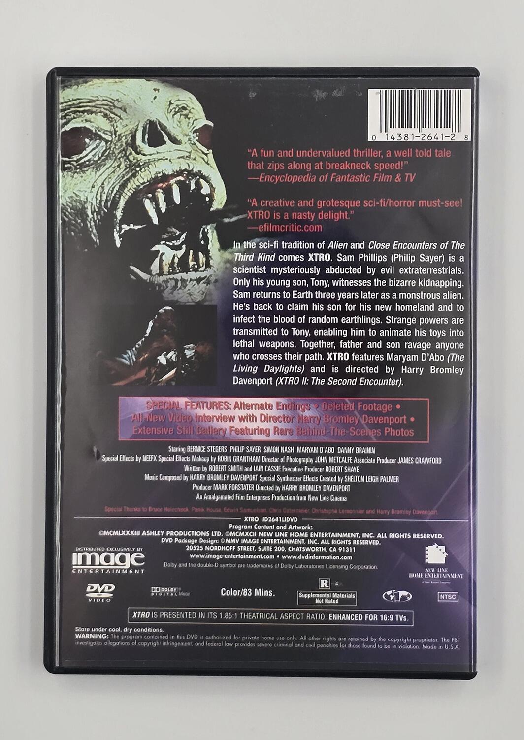 XTRO - DVD - Region 1 - [Pre-owned] - Image Entertainment - Harry Bromley Davenport Actor - Maryam d'Abo - Case Rear