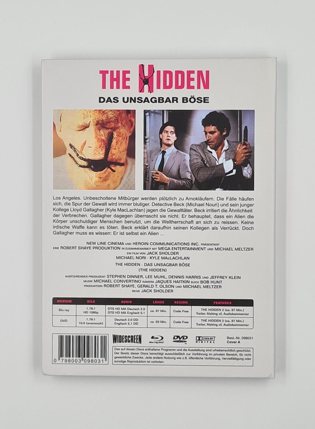 The Hidden / The Hidden 2 - Mediabook - Blu-Ray + DVD - Region Free - [Pre-owned] -  - Item Image 2