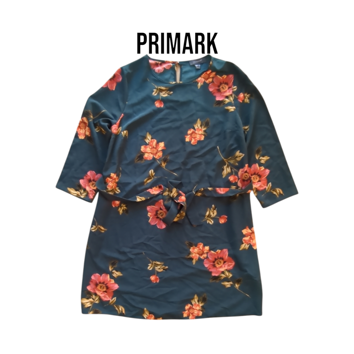Primark Womens Green Floral Printed Knee Length Dress Size 16