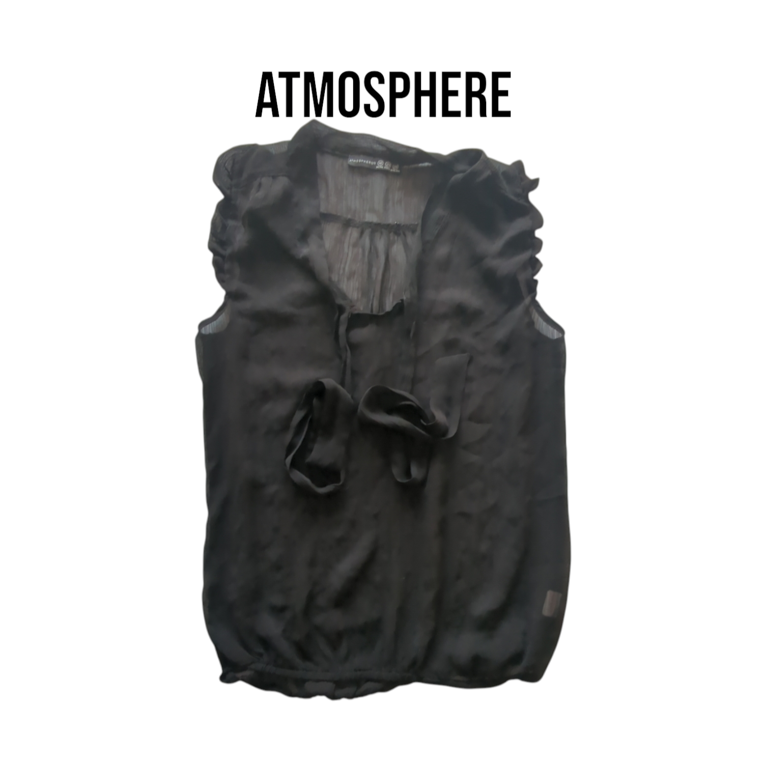 Atmosphere Women's Black Sleeveless Sheer Top Size 10