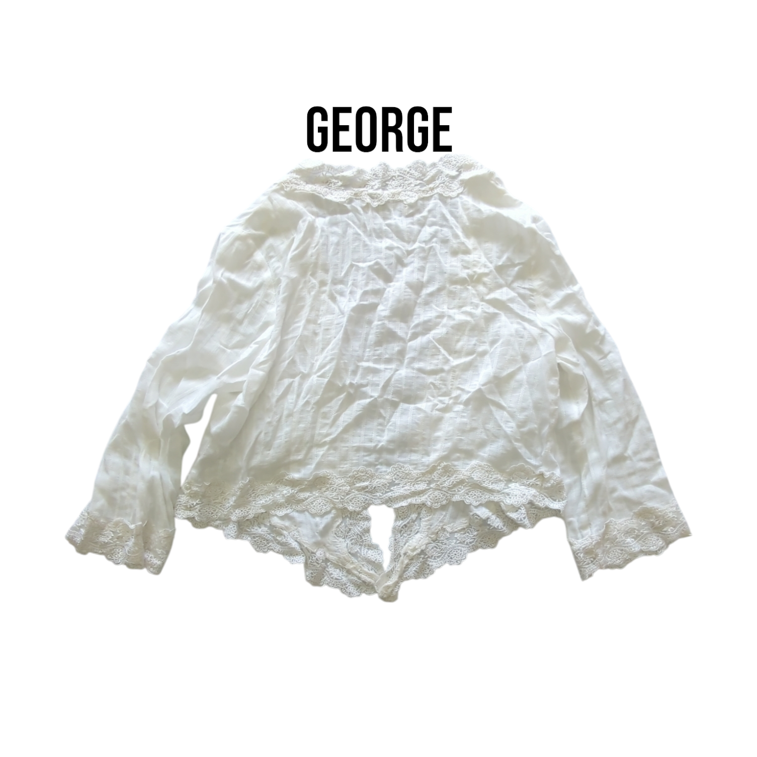 George Womens White Open Front Top Size 14