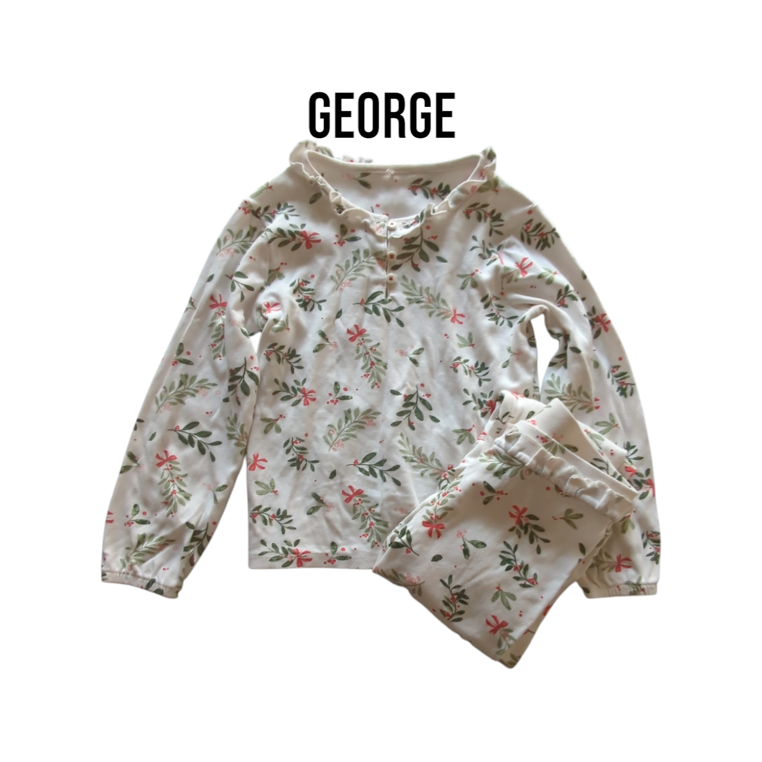 George Colour George Girls White Floral Two Piece Set Age 8