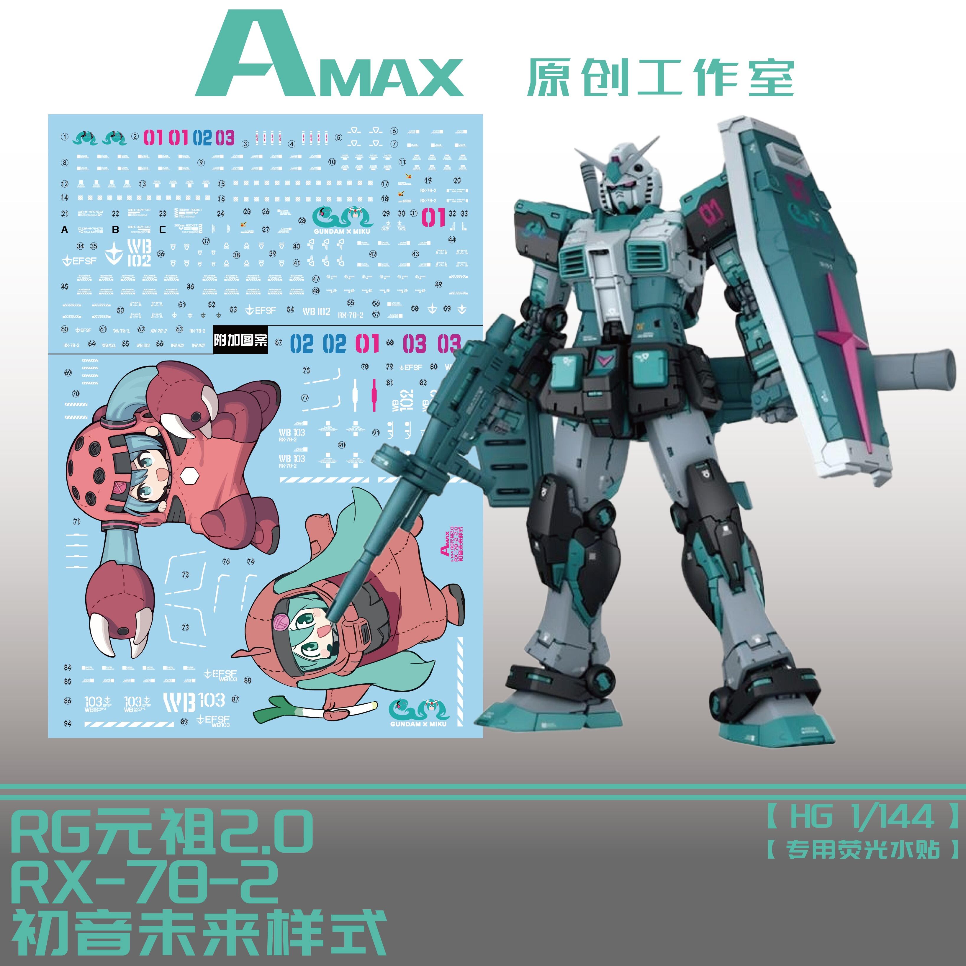 [Amax RG-01-1] Water Decal for RG 1/144 Rx-78-2 Gundam Ver.2.0 (Hatsune ...