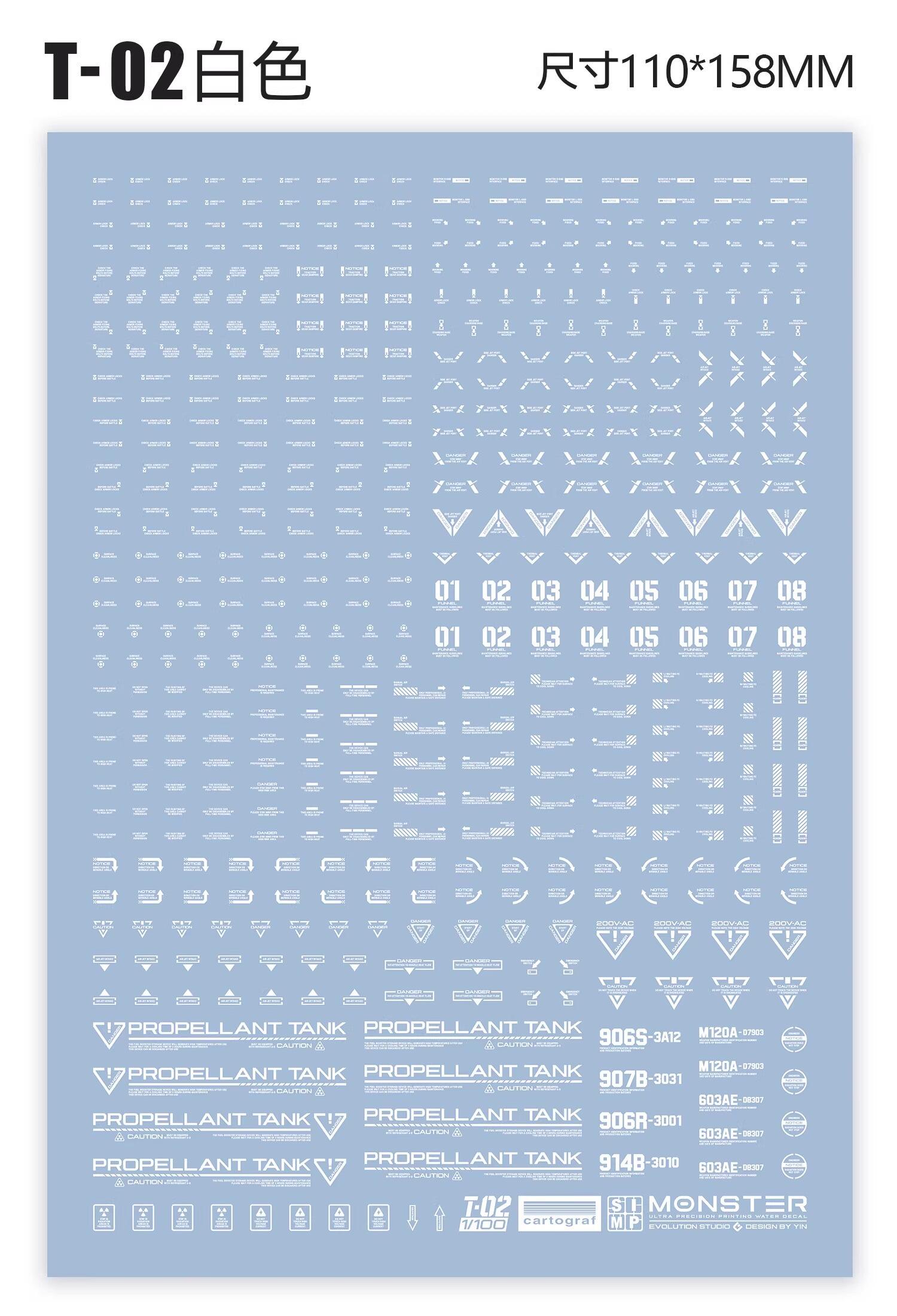 [EVO MONSTER-T02] Water Decal for 1/100 General Purpose T02 (White)