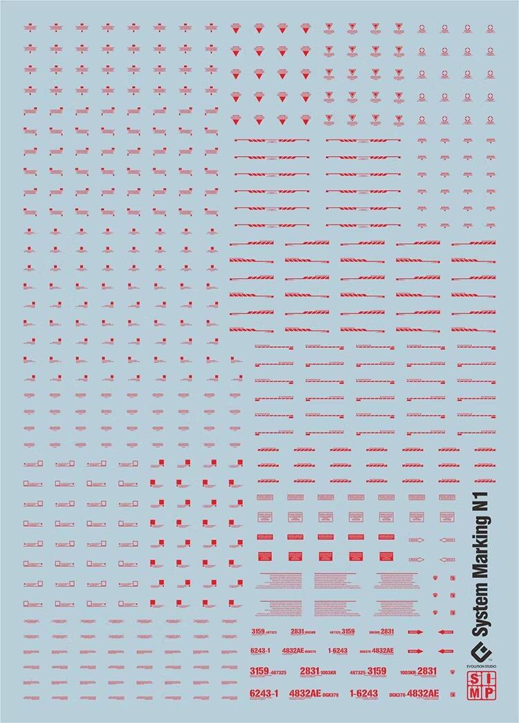 [EVO SP-N1R] Water Decal for General Purpose - System Marking N1 (Red)