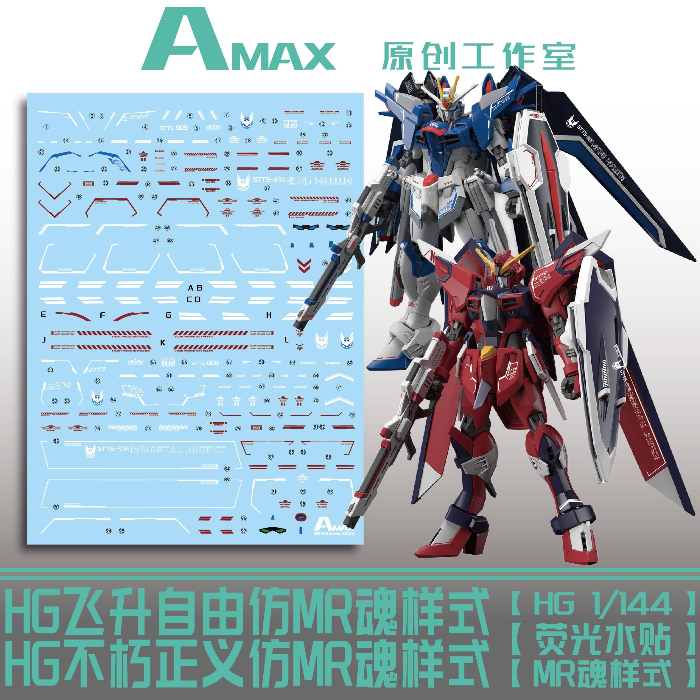 [Amax HG-08] Water Decal for HG 1/144 Rising Freedom Gundam + Immortal ...