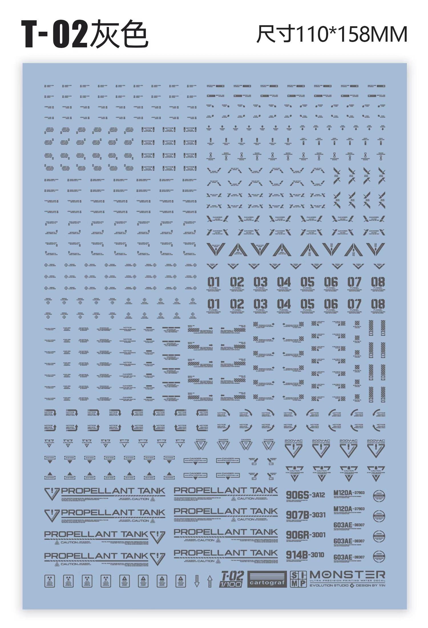 [EVO MONSTER-T02] Water Decal for 1/100 General Purpose T02 (Grey)