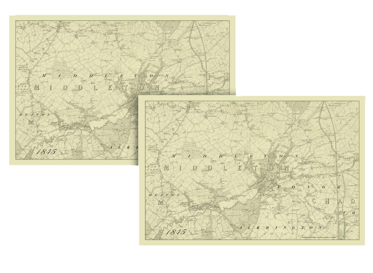 1845 Middleton Map Pack of 2 Tea Towels
