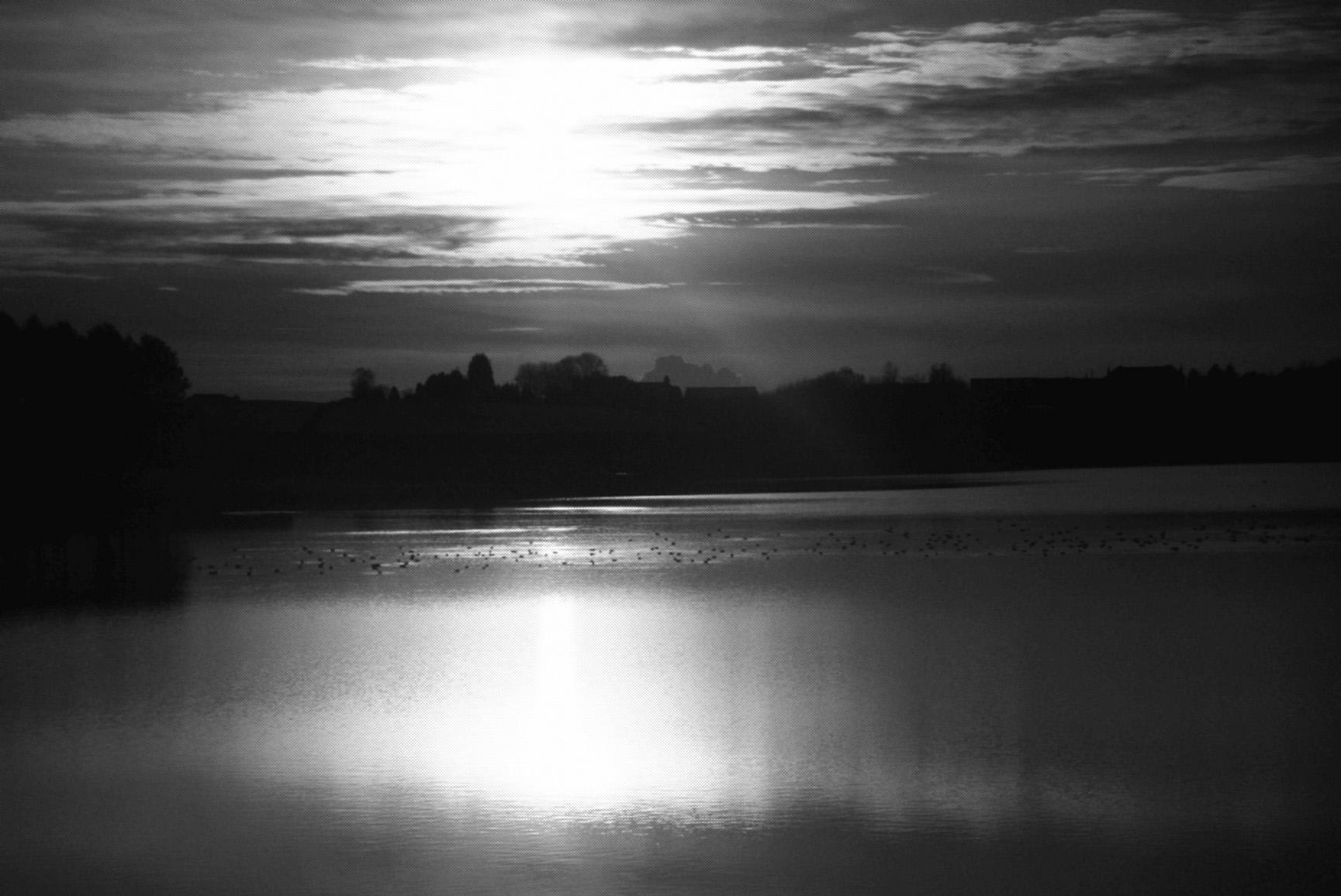 Hollingworth Lake Sunset in black & white