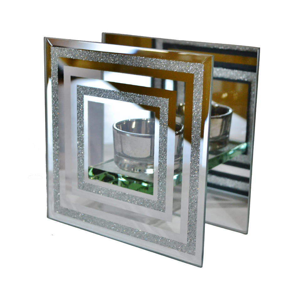 Glitter mirror tea light holder