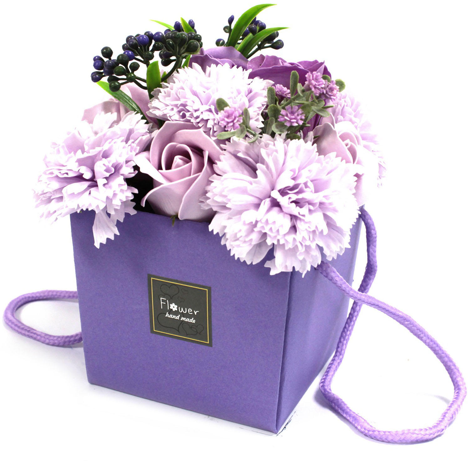Lavender rose & carnation soap flower bouquet