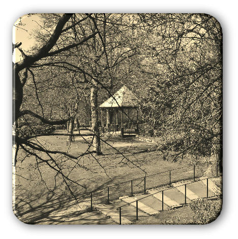 Jubilee Park Views Set of Four Coasters in Sepia