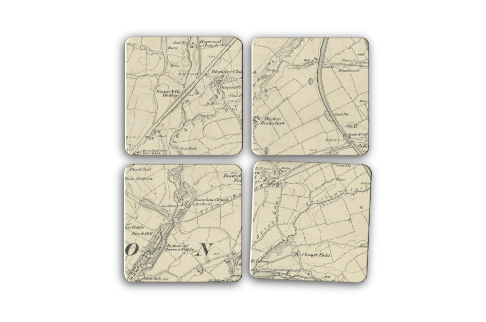 Boarshaw 1845 Map Set of Four Coasters