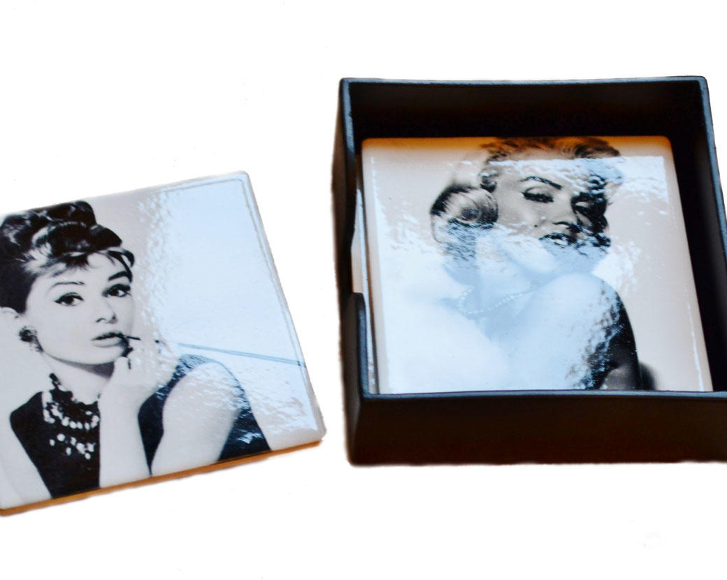 Film Icon Set of Four Coasters in Holder