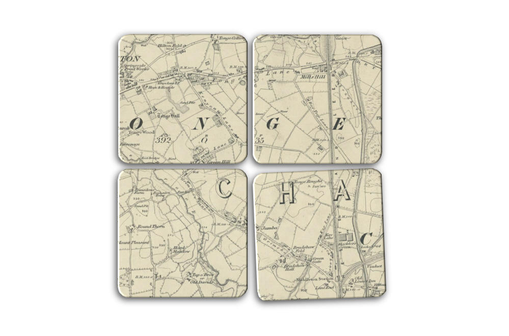 Junction 1845 Map Set of Four Coasters