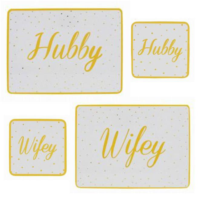 Hubby/Wifey coaster & place mats