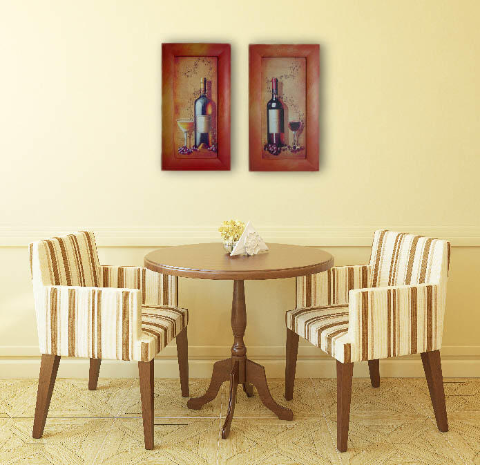 Set of Two Wine Frame Art Pictures