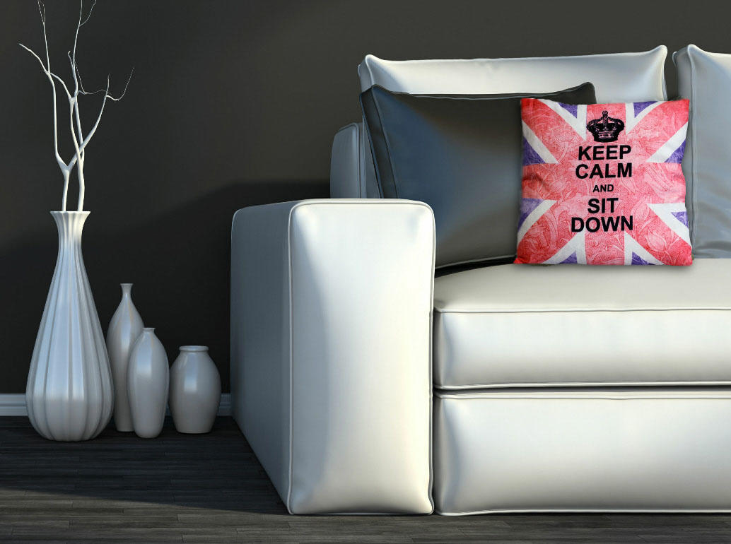 'Keep Calm & Sit Down' single cushion covers