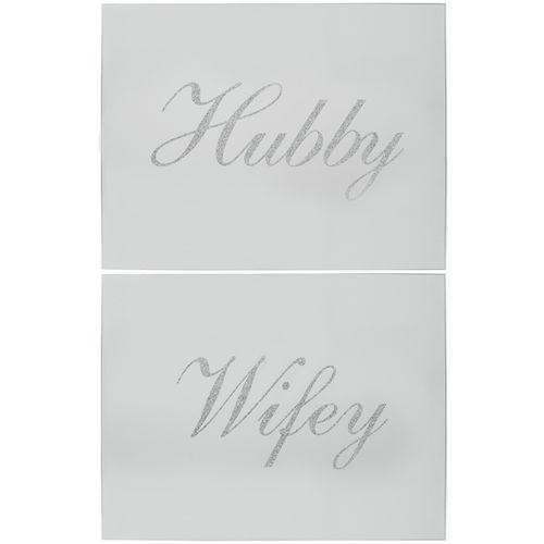 Hubby & Wifey mirrored placemat sets