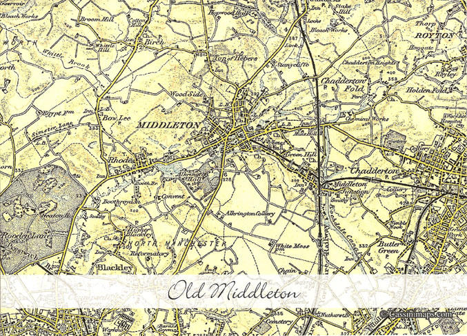 Old Middleton map (1896-1904) Greeting Card in Pack of Five