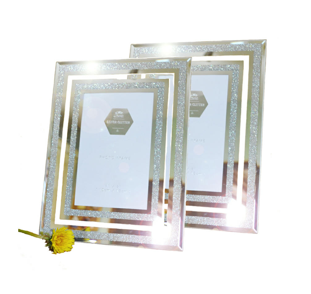 2 Mirror glitter photo frames (4" x 6")