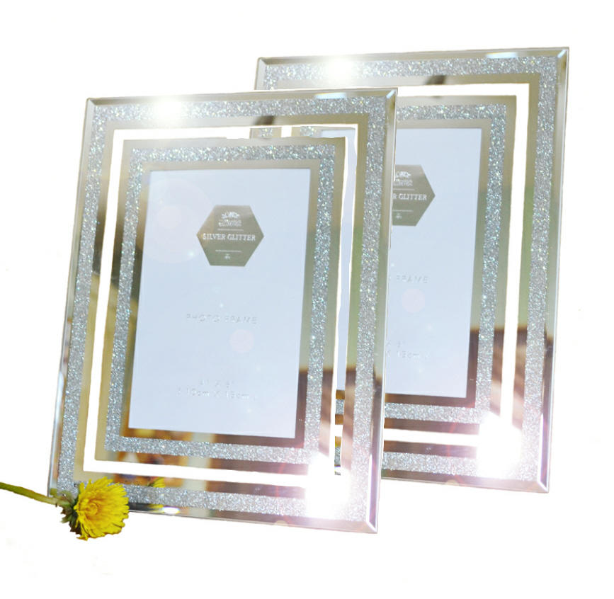 2 Mirror glitter photo frames (5" x 7")