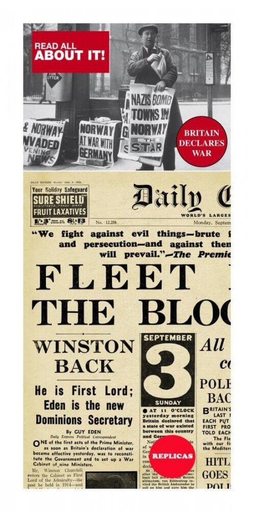 Britain Declares War WW2 Replica Newspaper