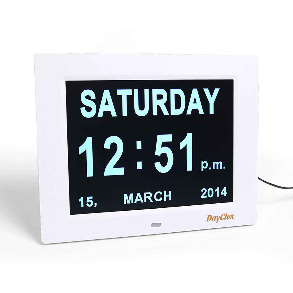 DayClox 8 Digital Calendar Clock with Day & Date - Type A