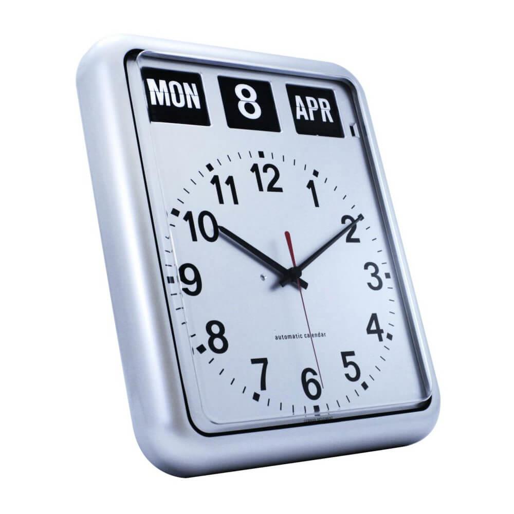 Automatic Calendar Clock - Silver