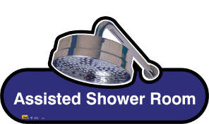 Assisted shower room sign