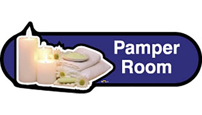 Pamper Room Sign inBlue