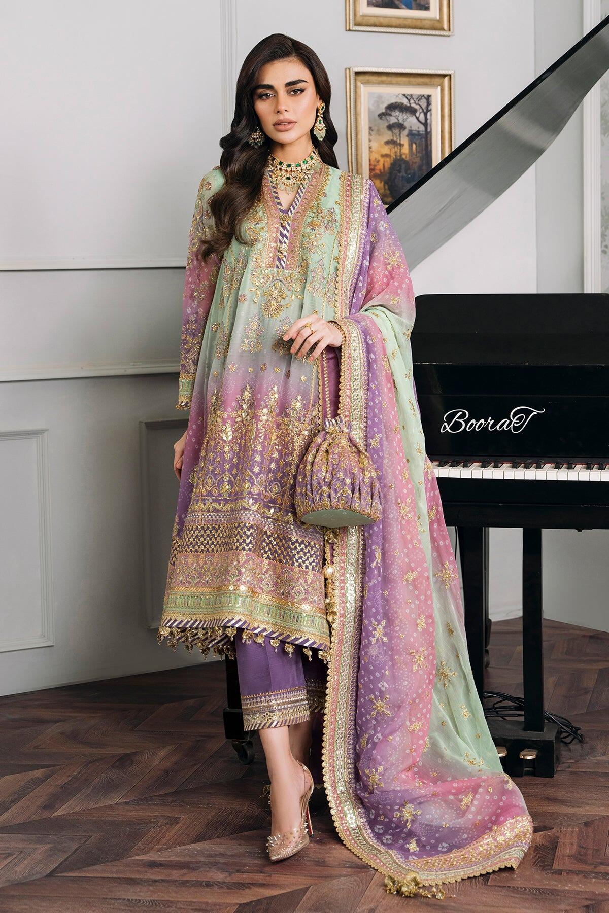 Baroque Embroidered Chiffon Suits Unstitched 3 Piece BQ25UF PR- D283 - Formals Collection main image 1