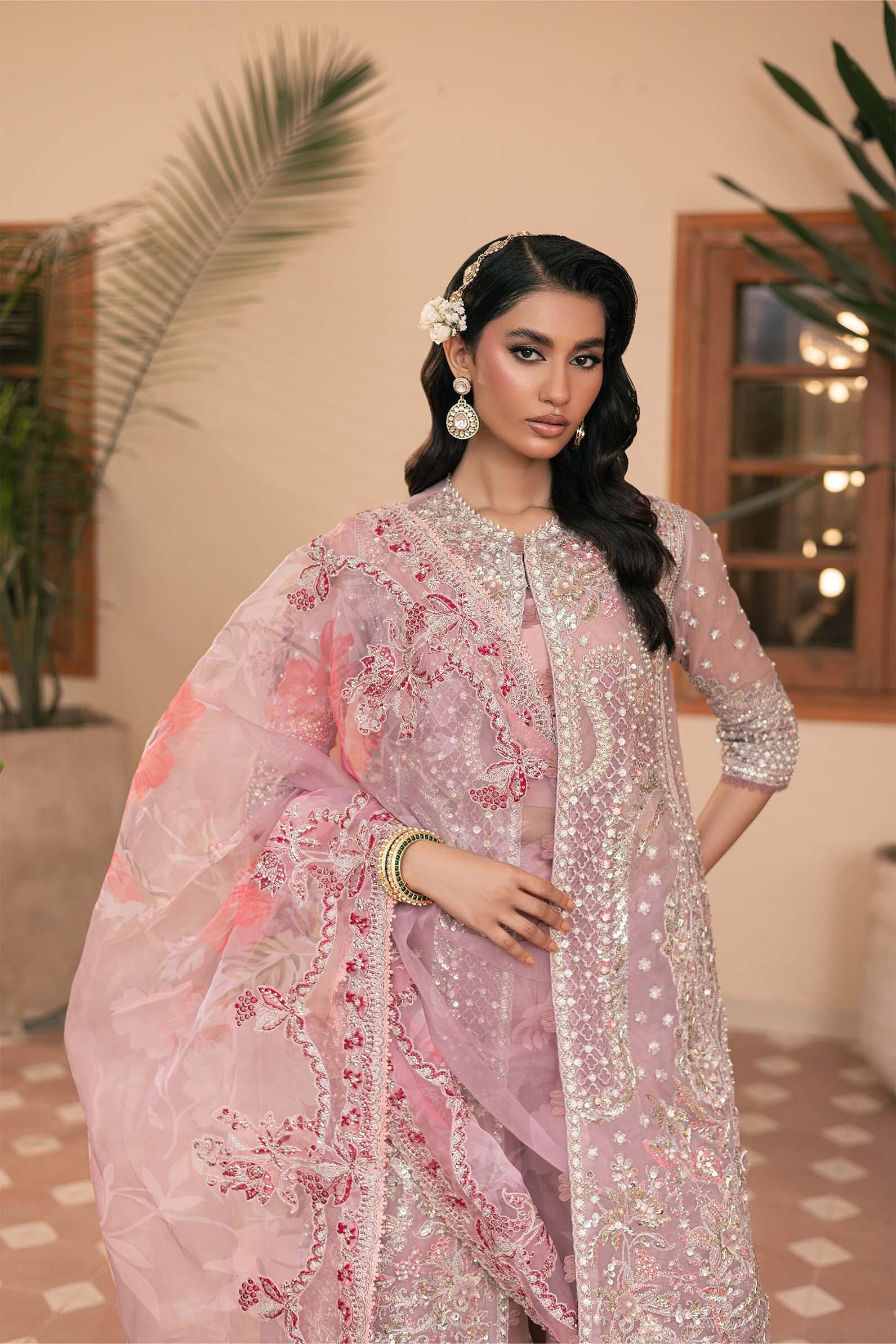 Marwa By Maryam Hussain Embroidered Organza Suits Unstitched 4 Piece MH23MW Shahnoor - Luxury Formal Collection