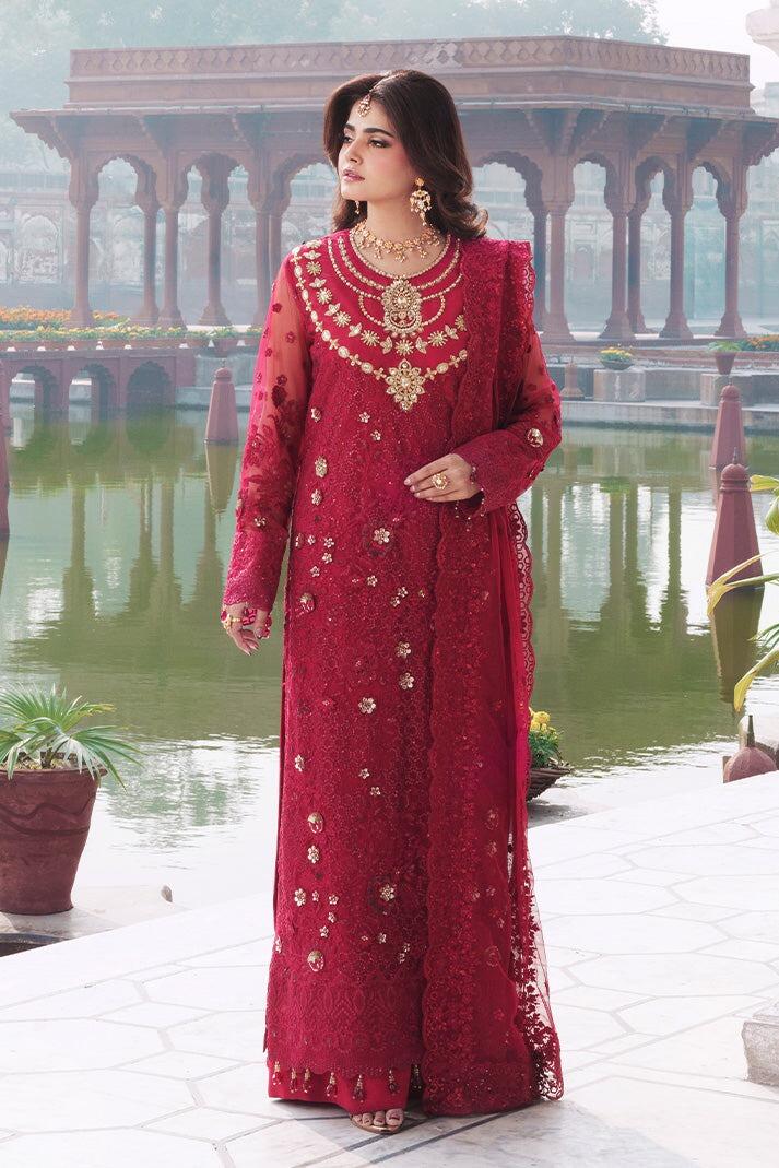 I-263 Ishq Sajal Ali by Imrozia Serene Red Embroidered Net Wedding Suits