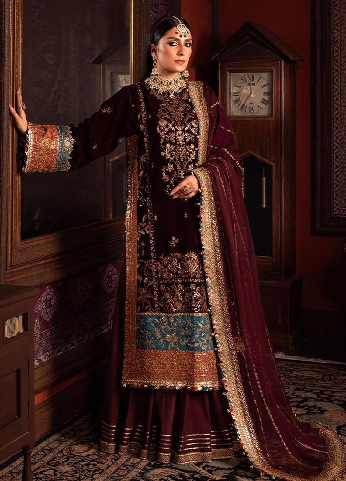 AJMM -09 MAKHMAL BY ASIM JOFA EMBROIDERED VELVET SUITS WEDDING COLLECTION PAKISTANI DESIGNER 