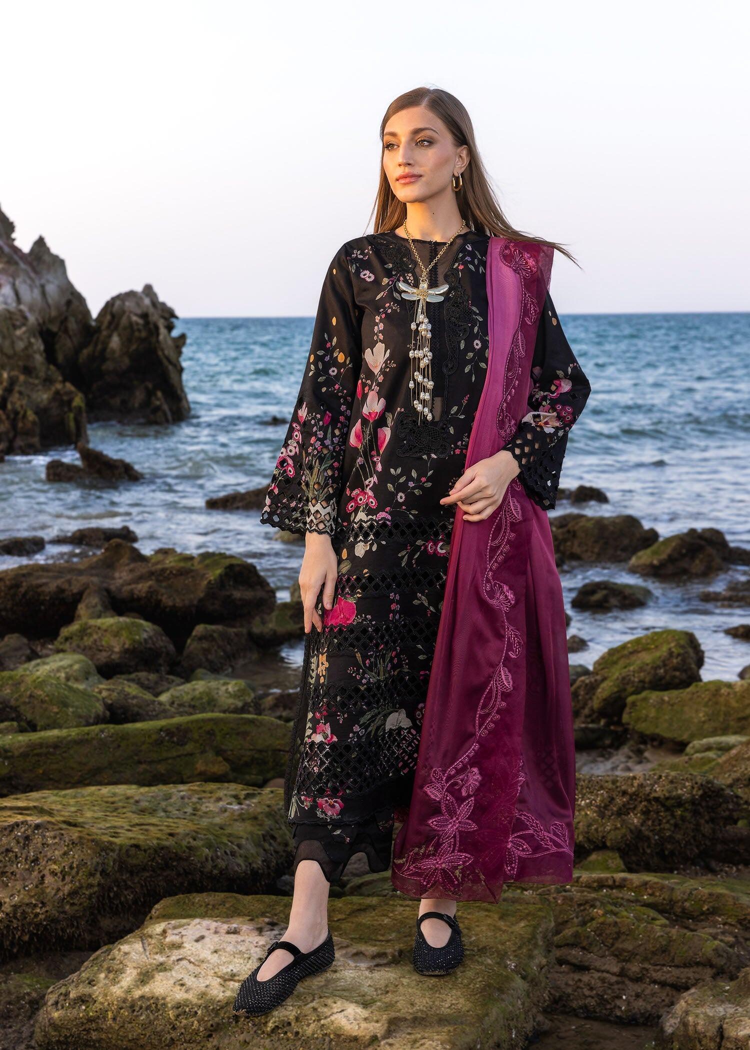 bold blooms embroidered dress Spring Bloom Floral Embroidered Maxi Dress - Black/combo