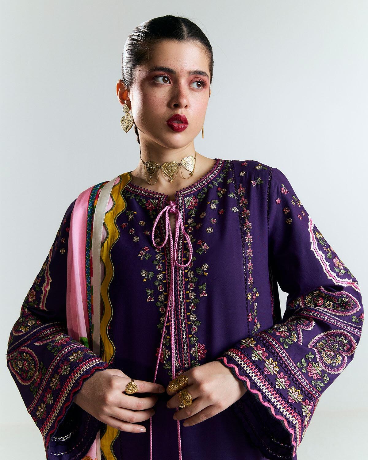 Jugnu by Chandan Nagri Women Pret Embroidered Khaddar 3 Piece Suit Mehru - Winter Collection