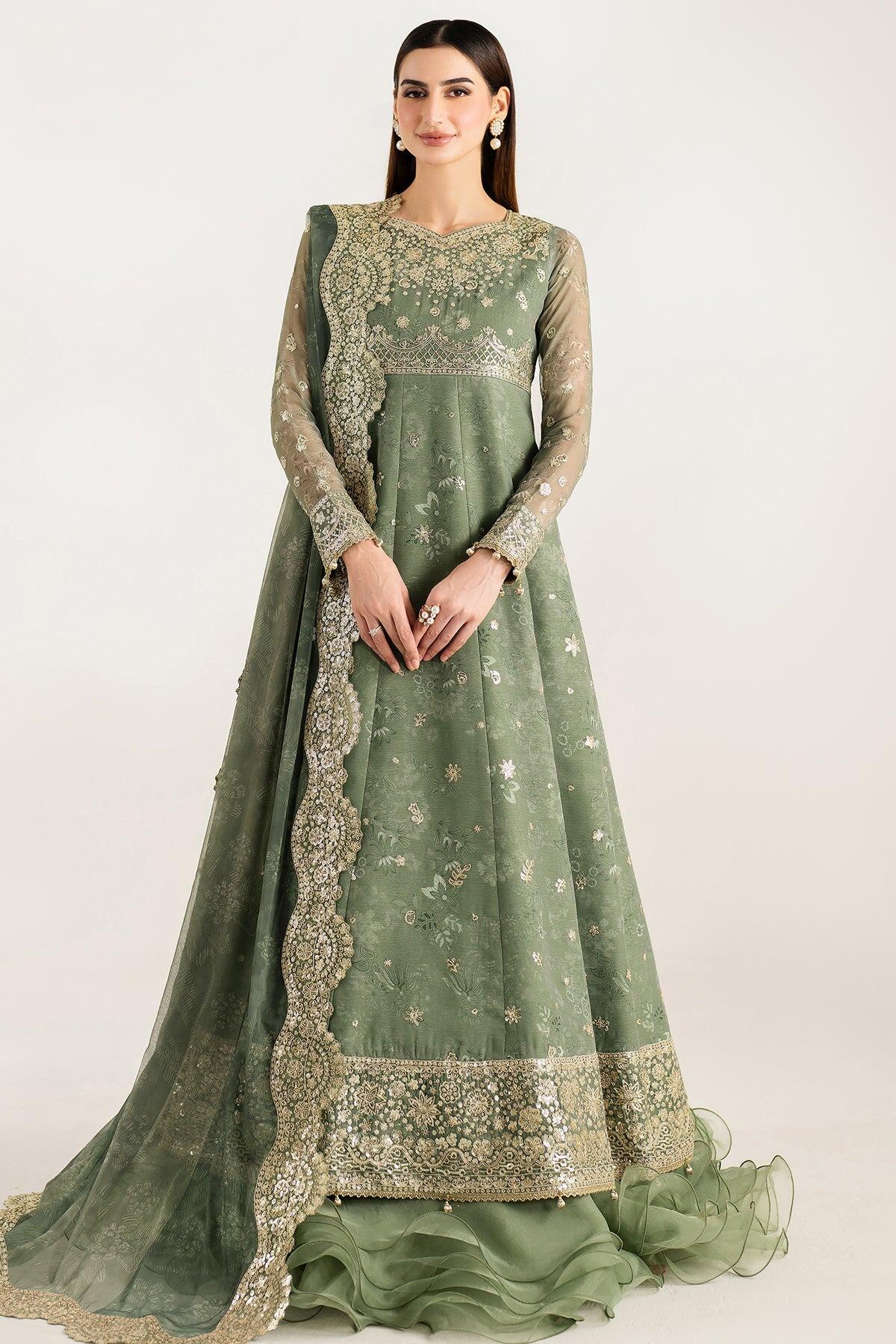 green emerald velvet dress Hussain Rehar | Zaib un Nisa 23