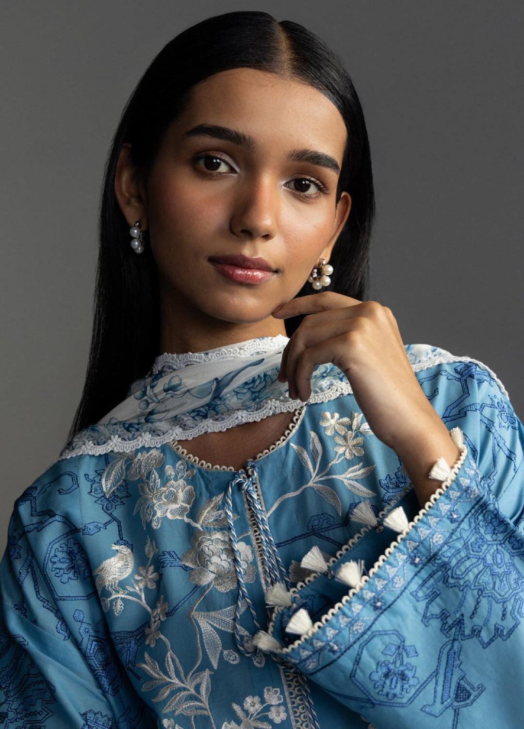 Coco by Zara Shahjahan Aviona-3A Aqua Marine Embroidered Summer Lawn ...