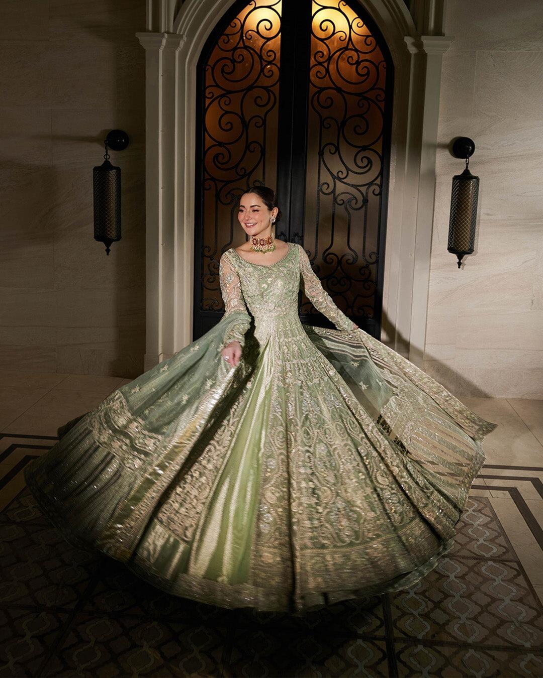 green emerald velvet dress Syene – Faiza Saqlain main image 1